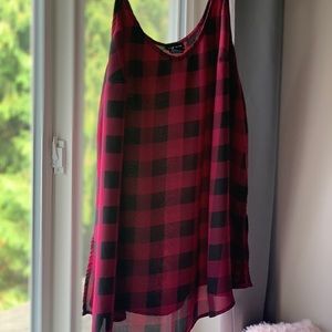 Torrid Size 2 Swing Checkered Burgandy/Black Tank